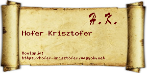 Hofer Krisztofer névjegykártya